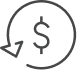 Dollar sign with circular arrow icon representing cost savings and efficiency