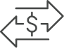 Dollar sign with directional arrows icon representing cross-sell opportunities and revenue growth